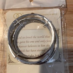 Inspirational silver tone stretch bracelets